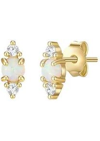 Glanzst&uuml;cke M&uuml;nchen Paar Ohrstecker GLANZST&Uuml;CKE M&Uuml;NCHEN "Set: GSM1850", gelbgold, wei&szlig;, Ohrringe, Damen, 7,4,mit Zirkonia, Silber 925 (Sterlingsilber), aus Sterling Silber