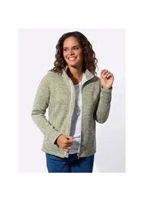 Fleecejacke Casual Looks, Damen, Gr. 54, schilf, meliert, 100% Polyester, Besatz:8% Elasthan, 92% Polyester, meliert, Jacken Fleecejacke