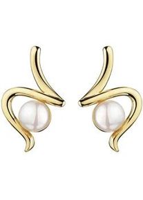 Paar Ohrstecker Celesta "925 Sterling Silber vergoldet Perle", gelb, Ohrringe, Damen, one-size, Silber 925 (Sterlingsilber)