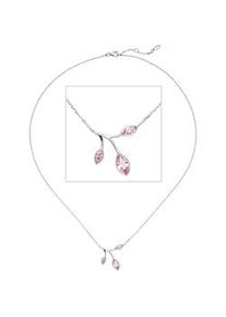 Kette mit Anh&auml;nger Jobo "Zweig mit Knospen", silber 925, Halsketten, Damen, Silber 925 (Sterlingsilber), L: 45, 925 Silber mit rosa Zirkonia 45 cm