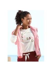 Langarmshirt ELBSAND, Damen, Gr. M (38), wei&szlig; bedruckt, Jersey, Obermaterial: 50% Baumwolle, 50% Polyester, bedruckt, figurumspielend h&uuml;ftlang, Rundhals, Shirts Langarmshirt, mit Frontdruck, Longsleeve, lockerer Schnitt
