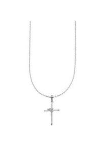 Kette mit Anh&auml;nger Bruno Banani "Schmuck Geschenk Silberkette mit Anh&auml;nger leicht gew&ouml;lbtes Kreuz", silberfarben, kristallwei&szlig;, Halsketten, Damen, Silber 925 (Sterlingsilber), L: 45 B: 1,1mm, mit Zirkonia (synth.), B:1,1mm