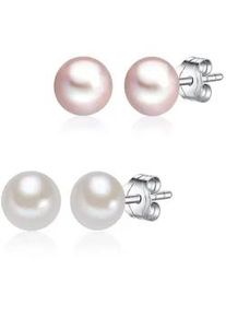 Lulu & Jane Paar Ohrstecker LULU & JANE "Set: LJ270", wei&szlig;, Ohrringe, Damen, 6,0 - 7,0mm, Silber 925 (Sterlingsilber), Sterling Silber