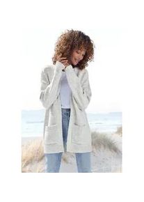 Strickjacke Vivance, Damen, Gr. 36/38, hellgrau meliert, Strick, Obermaterial: 53% Polyester, 37% Polyacryl, 10% Polyamid, meliert, figurumspielend Po-bedeckend, ohne Ausschnitt, Strickjacken Strickjacke, aus kuscheliger Strickqualit&auml;t, Cardigan