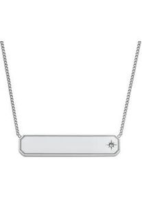 Kette mit Anh&auml;nger Fossil "Schmuck Geschenk Edelstahl Halsschmuck SADIE", edelstahlfarben, kristallwei&szlig;, Halsketten, Damen, Edelstahl, L: 45,5 B: 1mm, mit Glasstein, B:1mm