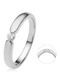 Diamantring ONE ELEMENT "0.13 ct Diamant Brillant Spannfassung Ring aus 585 Wei&szlig;gold" Gr. 52, silber, Fingerringe, Damen, 52, 0,13, Diamanten Gold Wei&szlig;gold 585, Diamanten, Gold, Wei&szlig;gold 585, Diamantring, Zeitlos elegant &ndash; mit Liebe zum Detail gefertigt