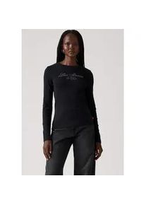 Levi's Langarmshirt LEVI'S "GR ESSENTIAL LS T", Damen, Gr. L (40), rhinestone script an, Single Jersey, Obermaterial: 100% Baumwolle, bestickt, regular fit normal, Rundhals, gerader Abschluss, Shirts Langarmshirt, mit Glitzersteinen