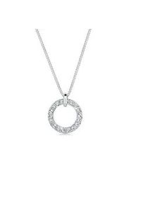 Collierkettchen Elli "Kreis Anh&auml;nger 925 Silber, mit Kristallen von Swarovski" Gr. 55, wei&szlig;, Halsketten, Damen, 55,mit Steinen, Silber 925 (Sterlingsilber), L: 45