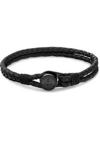 Lederarmband Tommy Hilfiger "NAUTICAL", schwarz, grau, Armb&auml;nder, Damen, 19cm, Edelstahl Leder, Edelstahl, Leder, Lederarmband