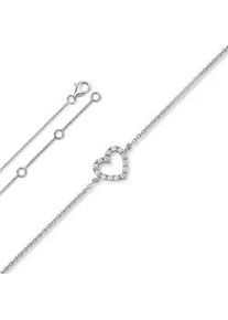 Silberarmband ONE ELEMENT "Zirkonia Herz Armband aus 925 Silber 18 cm", silber, Armb&auml;nder, Damen, Silber 925 (Sterlingsilber), Silberarmband, Herzanh&auml;nger &ndash; Ausdruck von Liebe, perfekt zum Verschenken