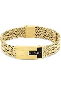 Edelstahlarmband Tommy Hilfiger "NAUTICAL MESH", gelbgoldfarben, blau, Armb&auml;nder, Damen, 19cm, Edelstahl, Edelstahlarmband