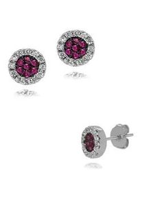 Paar Ohrstecker Firetti "Schmuck Geschenk Silber 925 Ohrschmuck Glitzer", rot (silberfarben, wei&szlig;, rot, wei&szlig;, rot), Ohrringe, Damen, 6,5mm, Silber 925 (Sterlingsilber), Made in Germany - mit Zirkonia (synth.)