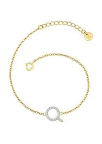 Glanzst&uuml;cke M&uuml;nchen Gliederarmband GLANZST&Uuml;CKE M&Uuml;NCHEN "GSM1972", gelbgold, wei&szlig;, Armb&auml;nder, Damen, Silber 925 (Sterlingsilber), Gliederarmband, mit Buchstaben-Anh&auml;nger
