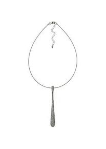 Kette mit Anh&auml;nger Steuer "Metall silberfarben glanz Glasstein wei&szlig;", silber, Halsketten, Damen, 52cm, Metall, L: 52, gl&auml;nzend