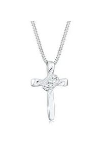 Collierkettchen Elli "Kreuz 925er Silber vergoldet, mit Kristallen von Swarovski" Gr. 55, silber, Halsketten, Damen, 55,mit Steinen, Silber 925 (Sterlingsilber), L: 45