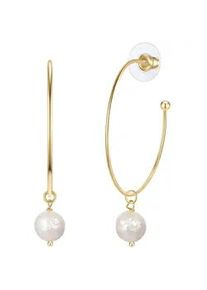 Paar Creolen YOKOAMII "Set: Y512", wei&szlig;, Ohrringe, Damen, 56,3mm, Messing, mit S&uuml;&szlig;wasser-Zuchtperle