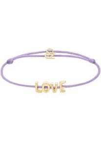 Armband ECHTZEIT "Schmuck Geschenk Edelstahl-Nylon-Armband Love Letters", gelbgoldfarben, lila, Armb&auml;nder, Damen, 21cm, Edelstahl Nylon, Edelstahl, Nylon, Armband
