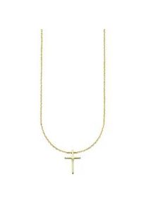 Kette mit Anh&auml;nger Bruno Banani "Schmuck Geschenk gelbgoldfarben vergoldet mit Anh&auml;nger Kreuz", gelbgoldfarben, Halsketten, Damen, Silber 925 (Sterlingsilber), L: 45 B: 1,1mm, B:1,1mm