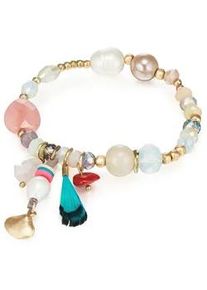 Lulu & Jane Armband LULU & JANE "LJ267", gelbgold, wei&szlig;, Armb&auml;nder, Damen, Glas, Armband, Metall-Legierung