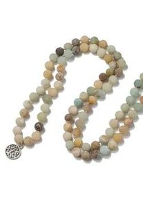 Kette mit Anh&auml;nger Firetti "Schmuck Geschenk Kupfer Halsschmuck Halskette Baum des Lebens Quaste", silberfarben, blau, gr&uuml;n, hellgr&uuml;n, braun, orange, schwarz, hellgrau, Halsketten, Damen, Kupfer Textil, L: 110, Kupfer, Textil, Made in Germany - mit Amazonit