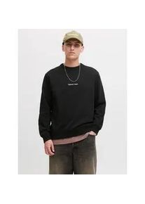 Jack & Jones Sweatshirt JACK & JONES "JORNORREBRO EMB SWEAT CREW NOOS", Herren, Gr. XXL, schwarz, angeraute Sweatware, Obermaterial: 89% Baumwolle, 11% Polyester, bedruckt, relaxed fit normal, Rundhals, Rippb&uuml;ndchen, Sweatshirts Sweatshirt, mit Logo Print