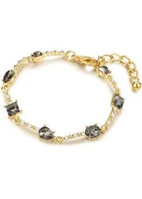 Lulu & Jane Gliederarmband LULU & JANE "AV117", gelbgold, schwarz, Armb&auml;nder, Damen, Glas, Gliederarmband, mit Glas