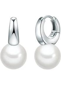 Paar Creolen YOKOAMII "Set: Y72", silber, Ohrringe, Damen, 24, Messing, Creolen Muschelkernperle wei&szlig;