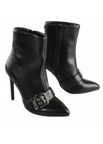 Stiefel Buffalo "Buffalo Juliet Bootie Belt Vegan Nappa", Damen, Gr. 39, schwarz, unifarben, Schuhe Stiefel