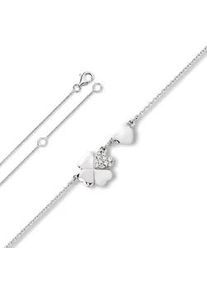 Silberkette ONE ELEMENT "Zirkonia Kleeblatt Halskette aus 925 Silber 45 cm", silber, Halsketten, Damen, Silber 925 (Sterlingsilber), Silberkette, Pers&ouml;nlicher Akzent &ndash; schlicht, modern, aussagekr&auml;ftig