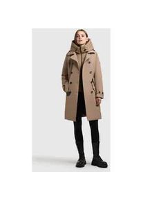 Trenchcoat Khujo "GORA", Damen, Gr. M, cookie beige, Web, 100% Polyester, unifarben, eingesetzt gerader Abschluss mit Kn&ouml;pfen, M&auml;ntel