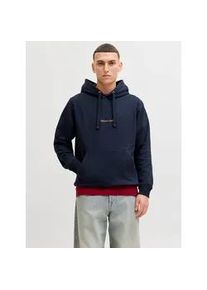 Jack & Jones Kapuzensweatshirt JACK & JONES "JORNORREBRO EMB SWEAT HOOD NOOS", Herren, Gr. S, sky captain, angeraute Sweatware, Obermaterial: 89% Baumwolle, 11% Polyester, unifarben, relaxed fit normal, Rundhals, Rippb&uuml;ndchen, Sweatshirts, mit Logo Print