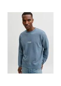 Jack & Jones Sweatshirt JACK & JONES "JJESOHO SWEAT CREW NECK NOOS", Herren, Gr. M, blau mirage, angeraute Sweatware, Obermaterial: 80% Baumwolle, 20% Polyester, bedruckt, unifarben, relaxed fit h&uuml;ftlang, Rundhals, Rippb&uuml;ndchen, Sweatshirts Sweatshirt, Baumwollmischung, relaxed fit