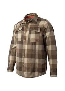 Karohemd HERO by John Medoox "Overshirt Workwear Arbeitshemd", Herren, Gr. XL, US-Gr&ouml;&szlig;en, beige (sand check), angeraute Sweatware, 65% Polyester, 35% Viskose, regular fit, Hemden Karohemd, Arbeitshemd Funktionsqualit&auml;t f&uuml;r Herren