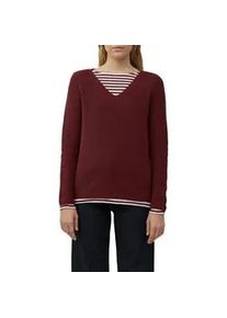 Strickpullover s.Oliver, Damen, Gr. 34, rot (dunkelrot), Strick, Obermaterial: 60% Baumwolle, 40% Polyacryl, unifarben, regular fit taillenbedeckt, V-Ausschnitt, B&uuml;ndchen, Pullover Strickpullover, mit V-Ausschnitt