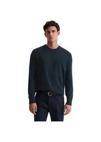 Marc O'Polo Rundhalspullover MARC O'POLO "regular aus Bio-Baumwoll-Mix-Boucle", Herren, Gr. M, schwarz navy, Strick, Obermaterial: 89% Baumwolle, 6% Polyester, 5% Polyamid, regular fit normal, Rundhals, B&uuml;ndchen, Pullover Rundhalspullover