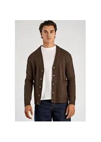 Strickjacke LINDBERGH "Cardigan Comfort Fit", Herren, Gr. L, dk braun mel, Obermaterial: 80% Wolle, 20% Nylon, unifarben, Strickjacken Strickjacke