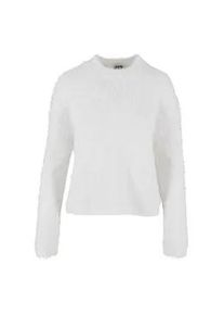 Rundhalspullover Urban Classics "Urban Classics Damen Ladies Feather Mock Neck Sweater", Damen, Gr. 3XL, wei&szlig;, 51% Polyacryl, 49% Polyimid, unifarben, relaxed fit, Rundhals, Pullover Rundhalspullover