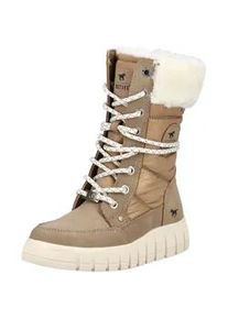 Schn&uuml;rstiefelette Mustang SHOES "Mustang Shoes Stiefelette Lederimitat/Textil", Damen, Gr. 36, sand, Lederimitat, Textil, Schuhe Schn&uuml;rstiefelette