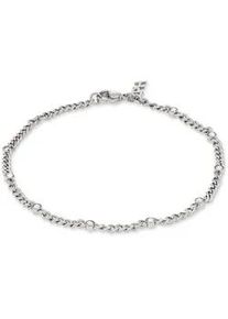 Edelstahlarmband Copenhagen Studios "Schmuck Geschenk Edelstahl Armkette Glittery Cuban", edelstahlfarben, kristallwei&szlig;, kristallwei&szlig;, Armb&auml;nder, Damen, 21cm, Edelstahl, Edelstahlarmband, mit Strassstein