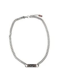 Halsreif Karl Kani "Karl Kani KK Retro Kani Plate Cubanlink Necklace", silber, Halsketten, Damen, onesize