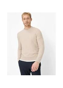 Rundhalspullover Brax "Style RICK", Herren, Gr. XXXL (58/60), beige, Strick, 44% Baumwolle, 36% Leinen, 20% Polyester, Rundhals, Pullover Rundhalspullover