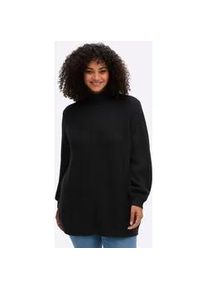 Stehkragenpullover sheego BY JOE BROWNS "Pullover", Damen, Gr. 40/42, schwarz, 73% Polyacryl, 24% Polyester, 3% Elasthan, unifarben, Pullover Stehkragenpullover