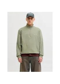 Jack & Jones Sweatshirt JACK & JONES "JORNORREBRO EMB SWEAT HIGH NECK SN", Herren, Gr. XL, seagrass, angeraute Sweatware, Obermaterial: 89% Baumwolle, 11% Polyester, unifarben, relaxed fit normal, hoch geschlossener Ausschnitt, Rippb&uuml;ndchen, Sweatshirts Sweatshirt