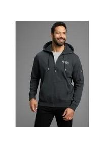 MAN'S WORLD Kapuzensweatjacke MAN'S WORLD, Herren, Gr. L, anthra melange, angeraute Sweatware, Obermaterial: 60% Baumwolle, 40% Polyester, bedruckt, regular fit, B&uuml;ndchen, Sweatjacken, Langarm, mit Print, mit Kapuze, Tasche am &Auml;rmel