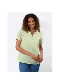 Schlupfbluse Casual Looks, Damen, Gr. 54, pistazie, gestreift, 100% Baumwolle, gemustert, gestreift, mehrfarbig, V-Ausschnitt, Blusen Schlupfbluse