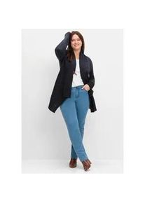 Longstrickjacke sheego BY JOE BROWNS, Damen, Gr. 44/46, blau (tiefblau), 100% Polyacryl, unifarben, Strickjacken Longstrickjacke