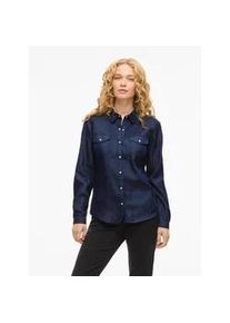 Jeansbluse Vila "VIBISTA DENIM SHIRT/SU-NOOS", Damen, Gr. S (36), dunkelblau denim detail:rinse wash, Web, Obermaterial: 70% Lyocell, 30% Baumwolle, unifarben, regular fit h&uuml;ftlang, Blusen Jeansbluse