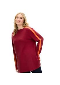 Strickpullover sheego "Pullover", Damen, Gr. 52/54, rot (kirsche, orange), 50% Viskose, 28% Polyester, 22% Polyamid, unifarben, Pullover Strickpullover