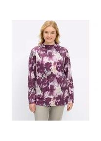 Langarmshirt sheego "Shirt", Damen, Gr. 44/46, bordeaux, bedruckt, 50% Baumwolle, 50% Modal, bedruckt, gemustert, mehrfarbig, Shirts Langarmshirt