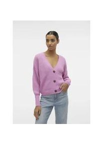 V&eacute;ro Moda Strickjacke VERO MODA "VMLEA LS V-NECK CUFF CARDIGAN NOOS", Damen, Gr. S, pastel lavender, Strick, Obermaterial: 100% Polyacryl, unifarben, regular fit normal, V-Ausschnitt, Rippb&uuml;ndchen, Strickjacken Strickjacke, Rippstrick